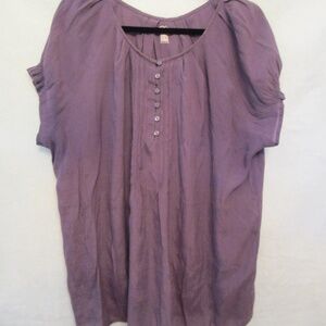 Blue Mountain Purple Boat Neck SHort Sleeve Pullover Womens 2X Blouse